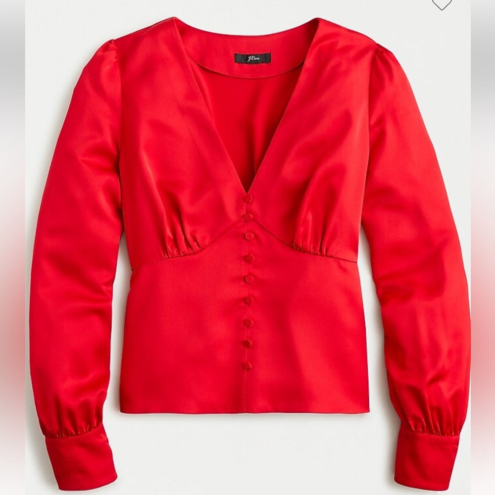 J. Crew V-Neck button-front satin blouse